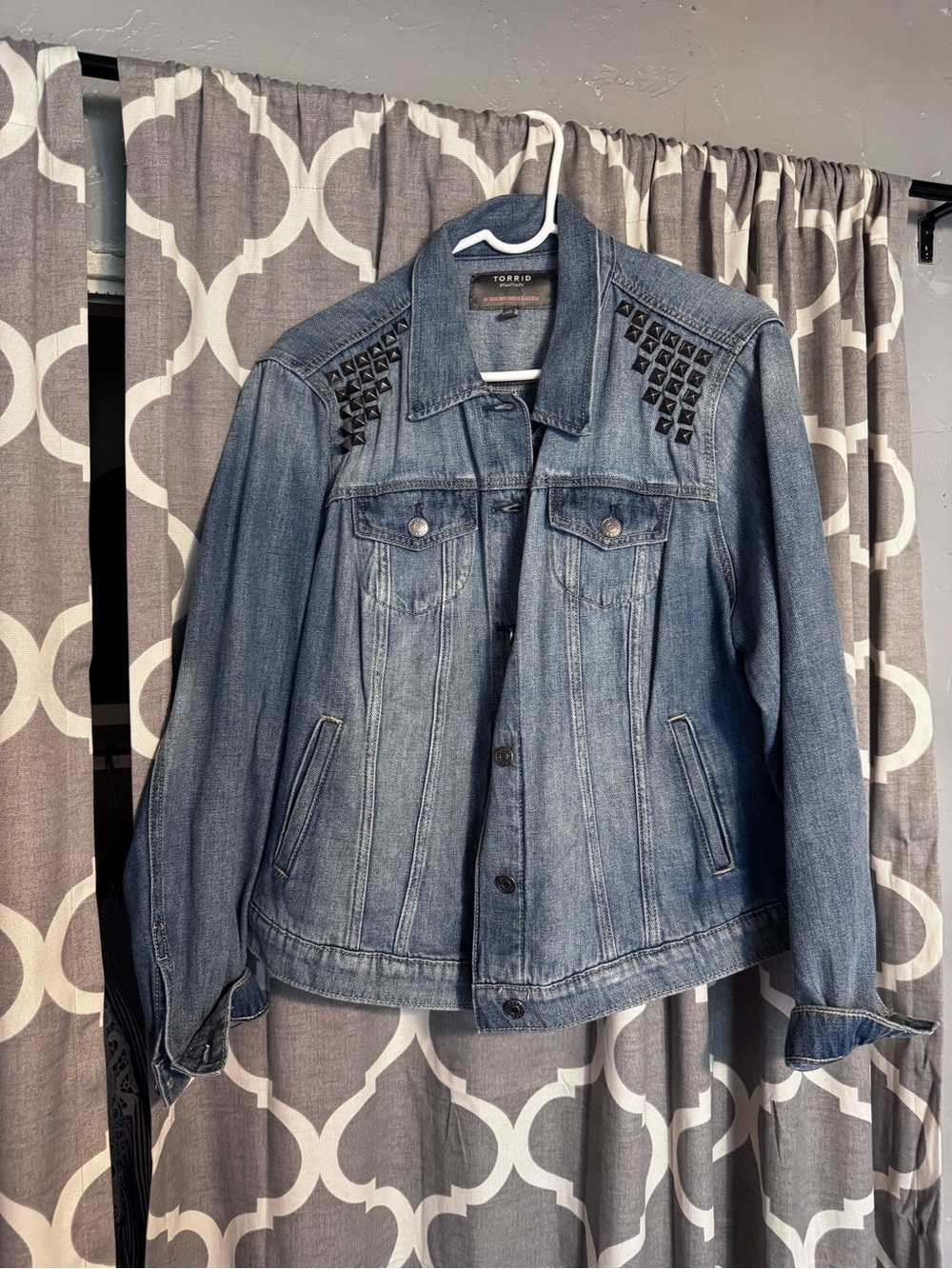 torrid Blue Denim Jacket with Black Stud Accents